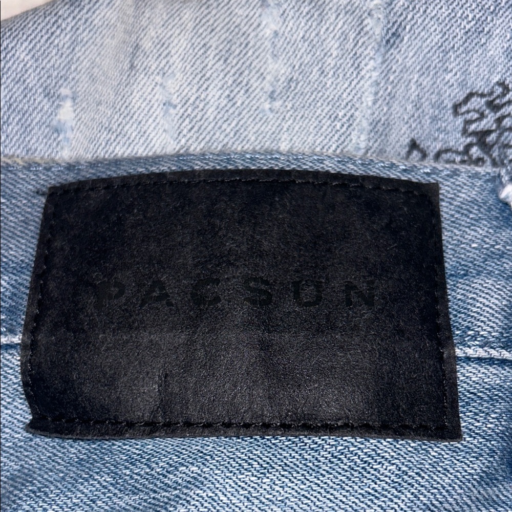 PacSun Mens Graffiti Jeans Black Graphics 31 x 32 Comfort Stretch Skinny Skater - Picture 9 of 14